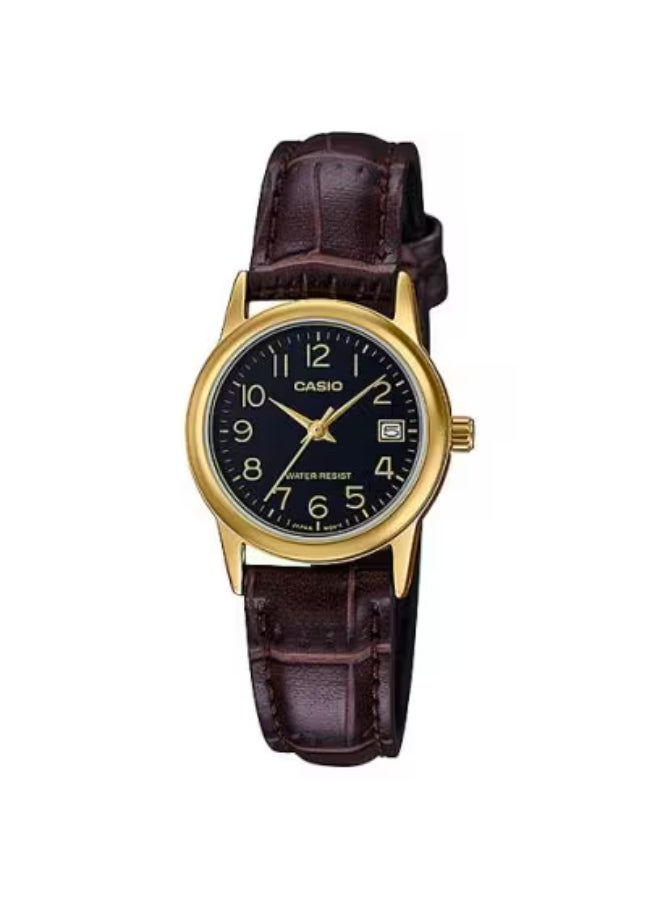 Women's Leather Analog Watch LTP-V002GL-1B - 25 mm